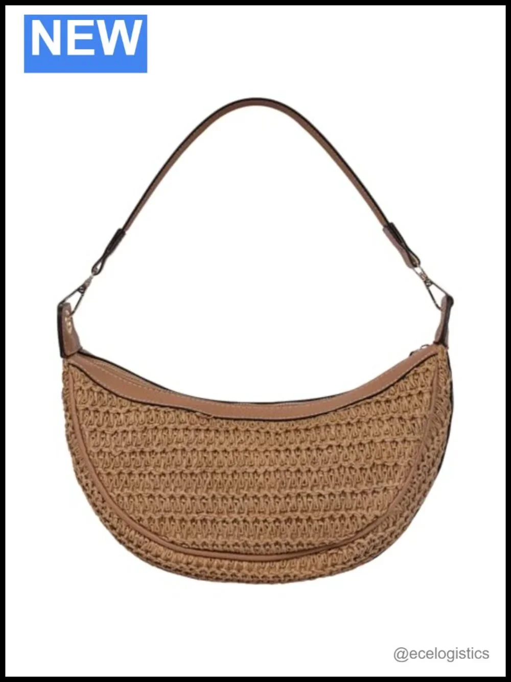 Woven Hobo Bag with Gold Hardware Adjustable Shoulder Strap